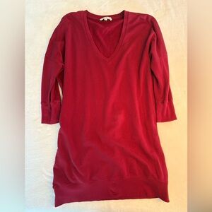 Express One Eleven Rich Red 100% Cotton Midi Dress - Perfect For Fall